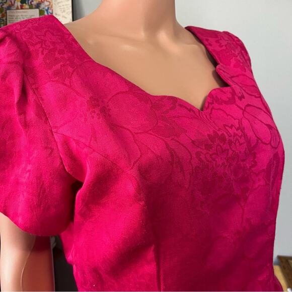 Talbots Jacquard Short Sleeve Fit And Flare Midi Dress Pleated Skirt 10bbb - Picture 2 of 5